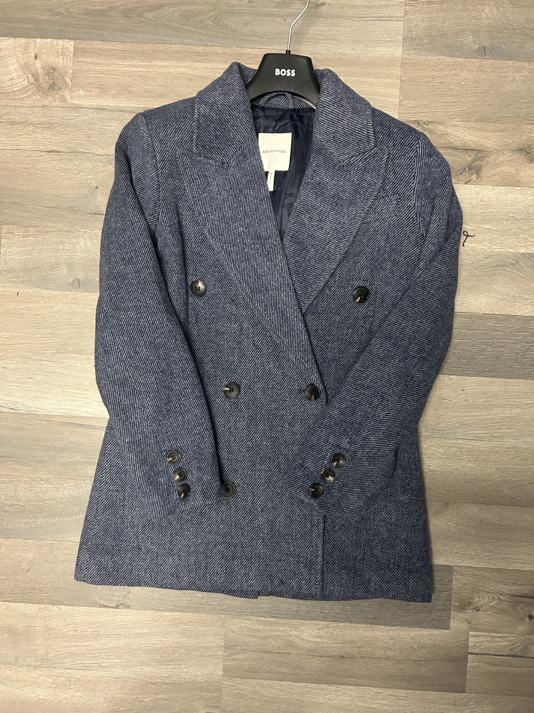AVEC LES FILLES Blue Wool Blend Double Breasted Blazer - photo 2