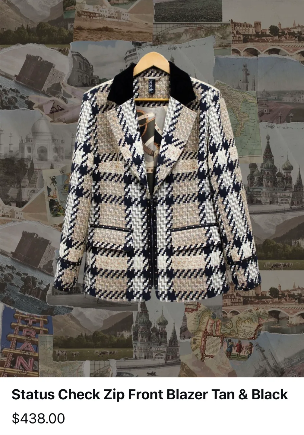 Berek Classic Fit Blazer - Tan & Black thumbnail