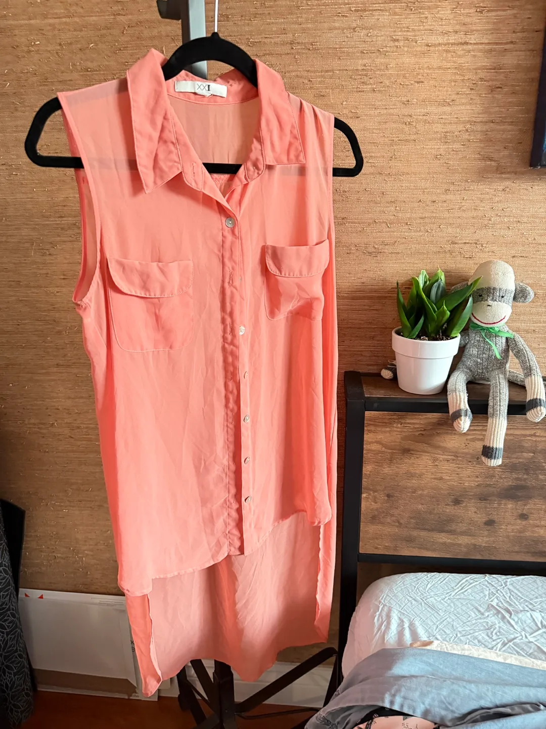 Salmon Sleeveless Blouse - short/long thumbnail