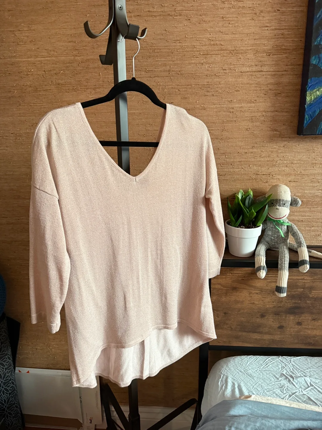 Blush Pink with Subtle Gold Sparkly Top thumbnail