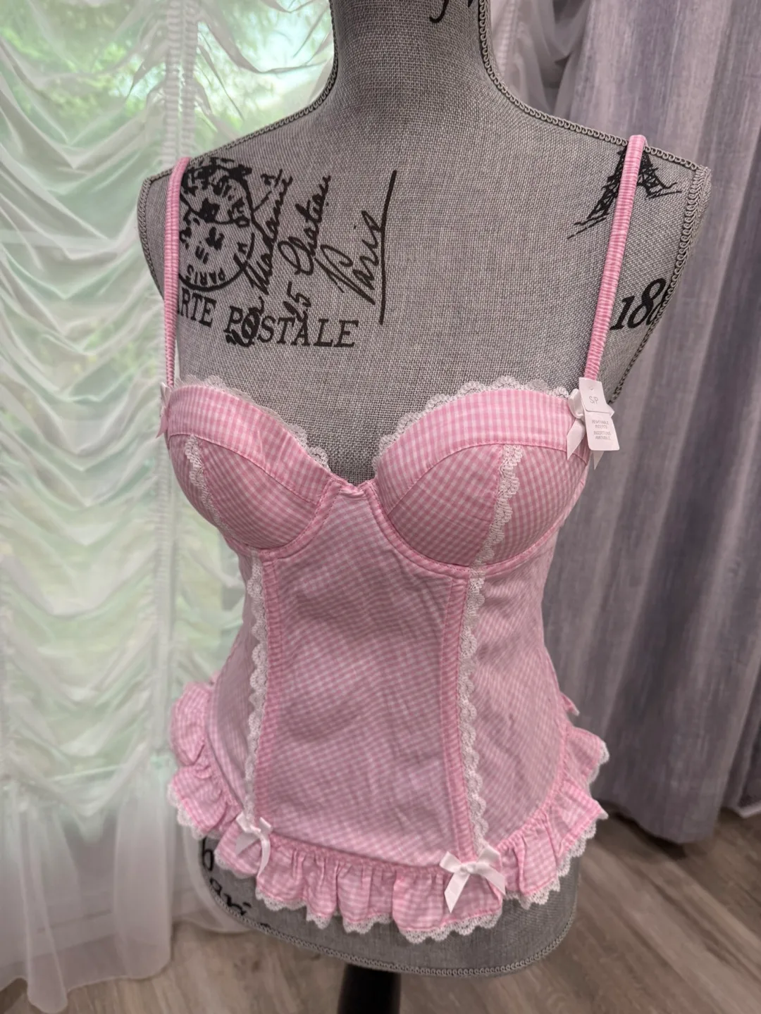 La Senza Pink Gingham Corset - Size S thumbnail