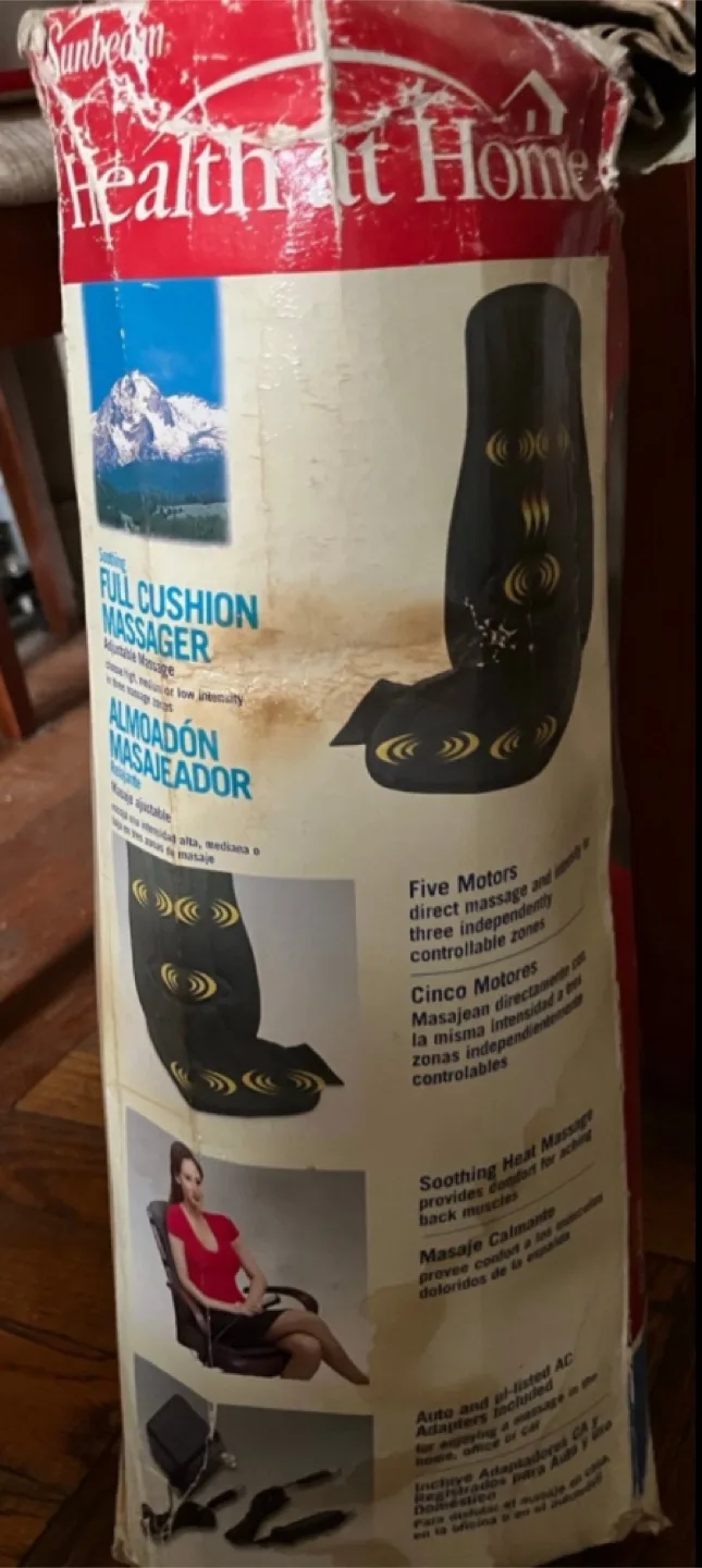 Sunbeam Full Cushion Massager- Box is worn image indicator(3)