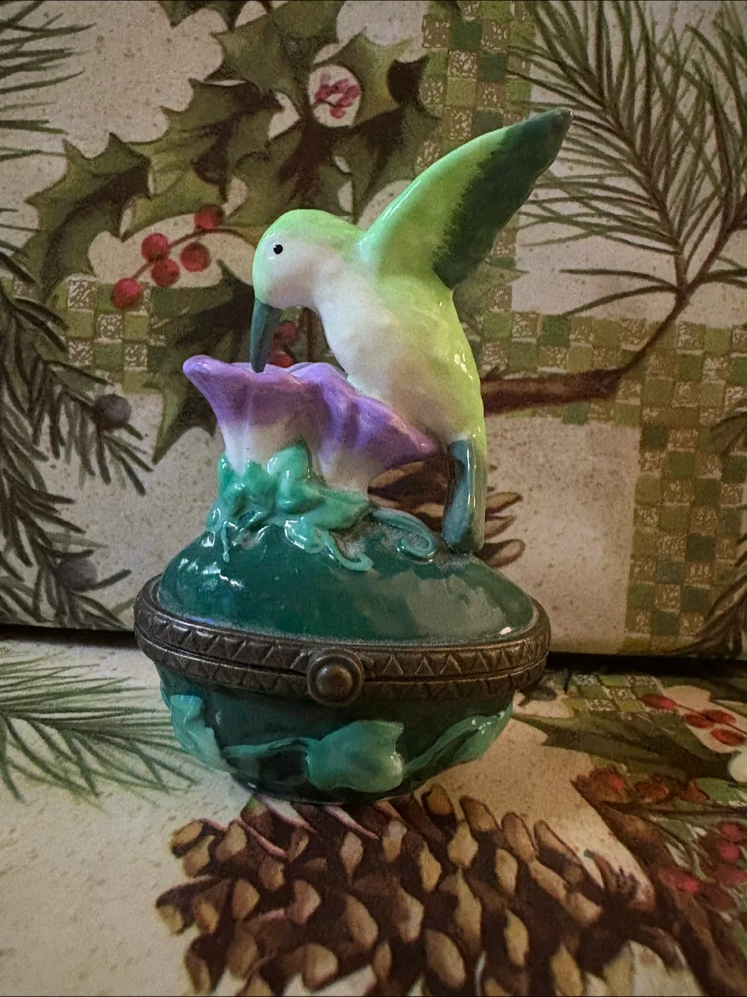 Vintage Midwest of Cannon Falls HUMMINGBIRD Hinged Trinket Box thumbnail