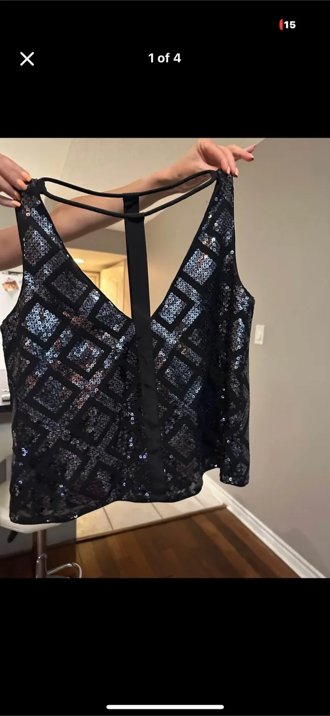 BCBGMAXAZRIA Sequin Tank Top - Size XS thumbnail