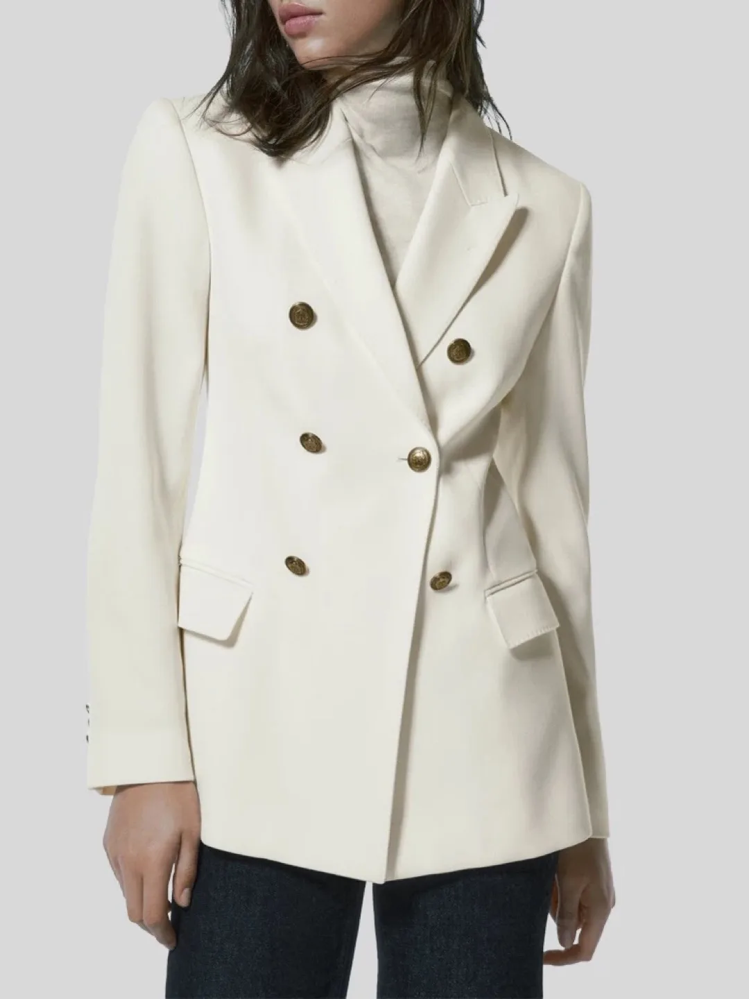 Double Breasted Blazer - Cream thumbnail