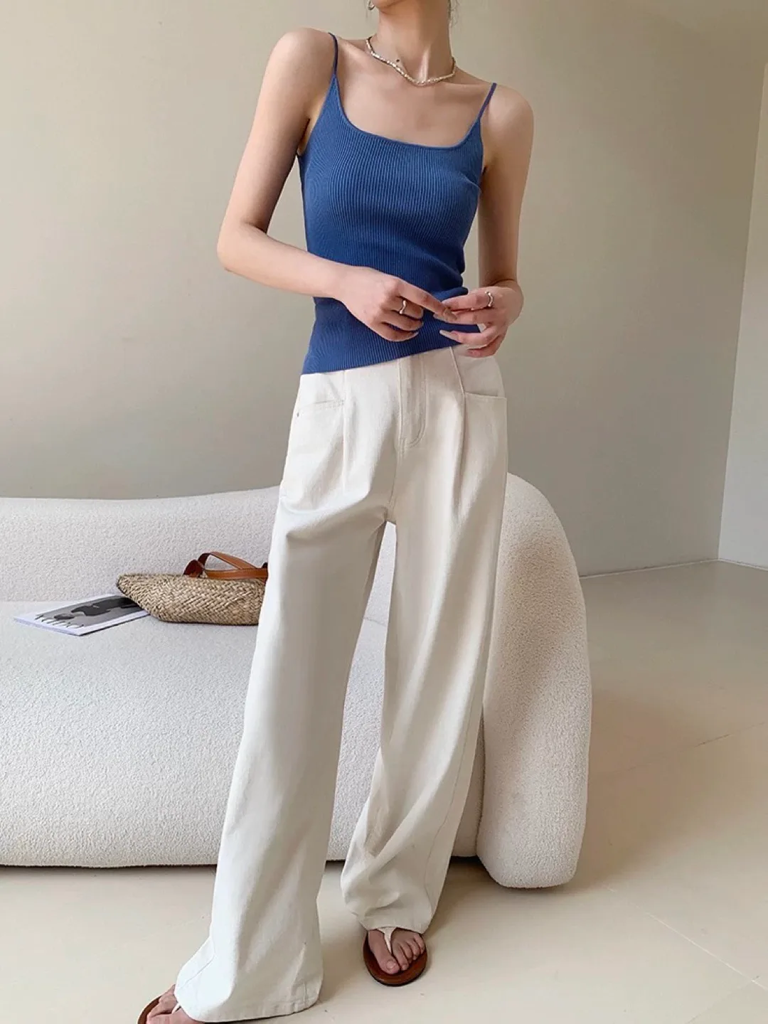 Cream Wide Leg Pants thumbnail
