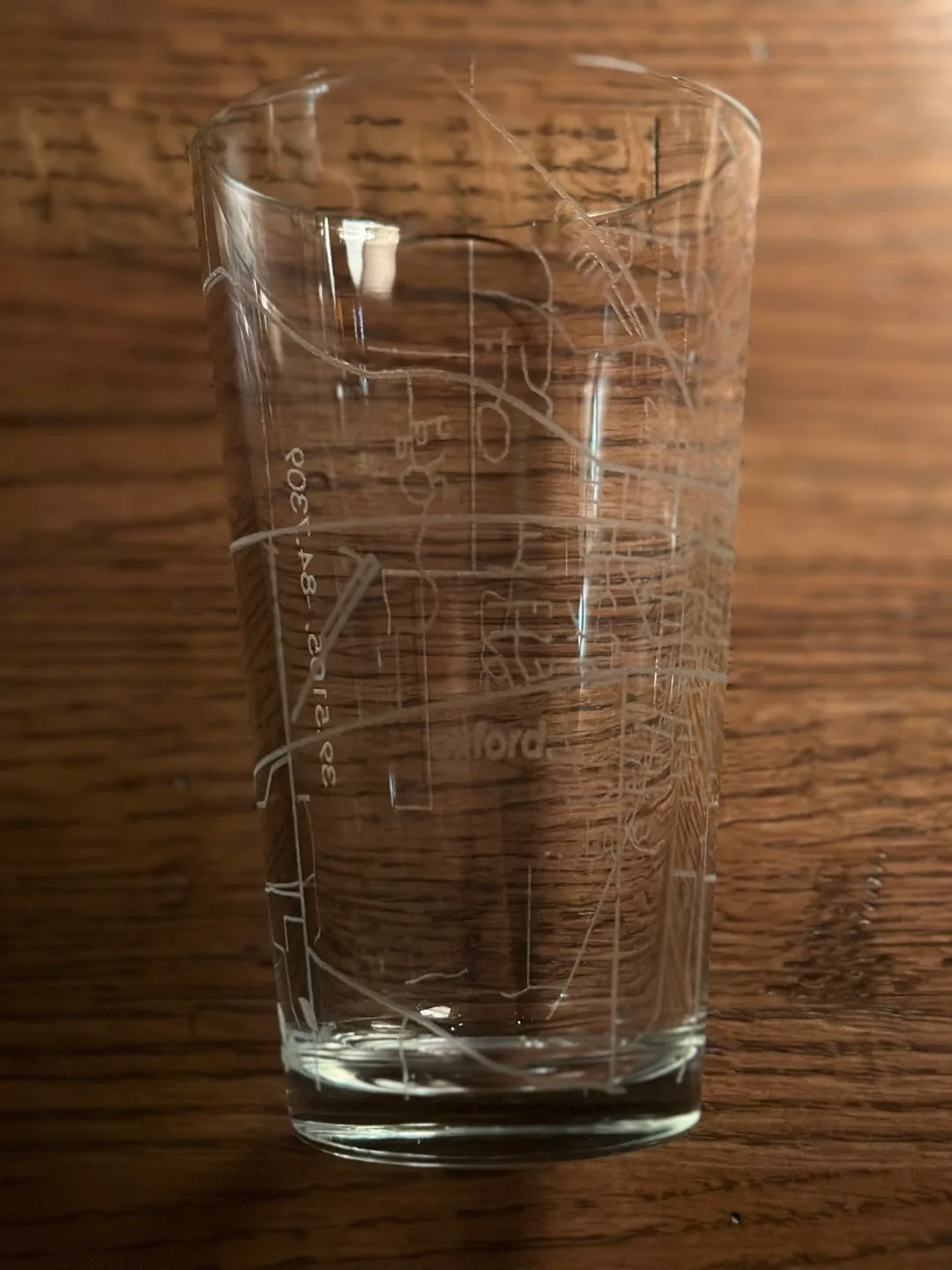 Etched Map Pint Glass - Oxford, OH thumbnail
