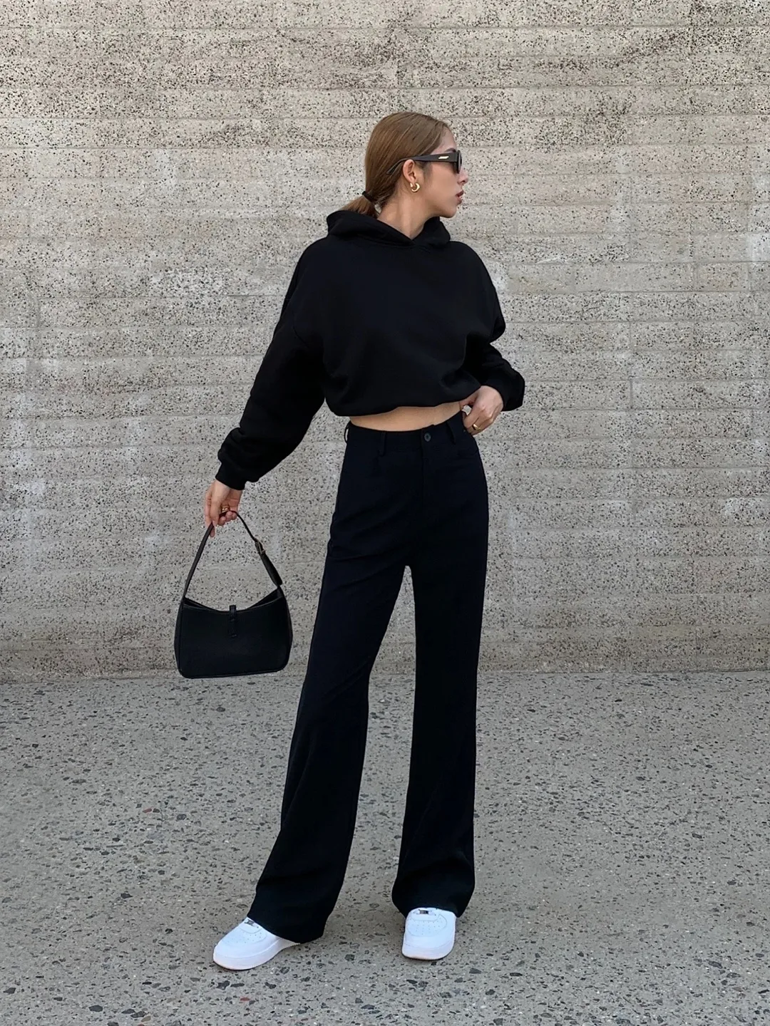 Black Flare Leg Trousers image indicator(5)