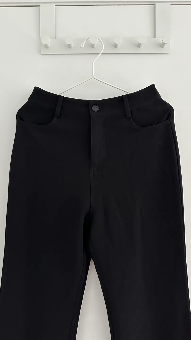 Black Flare Leg Trousers image indicator(2)