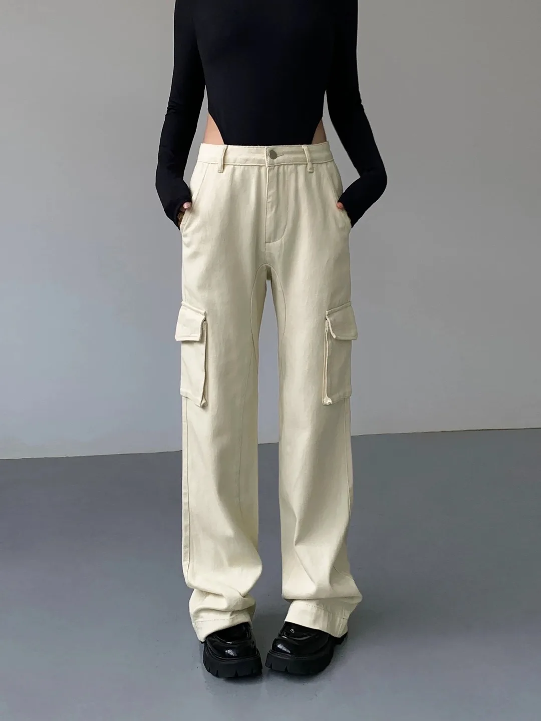 Beige Cargo Pants 100%cotton thumbnail