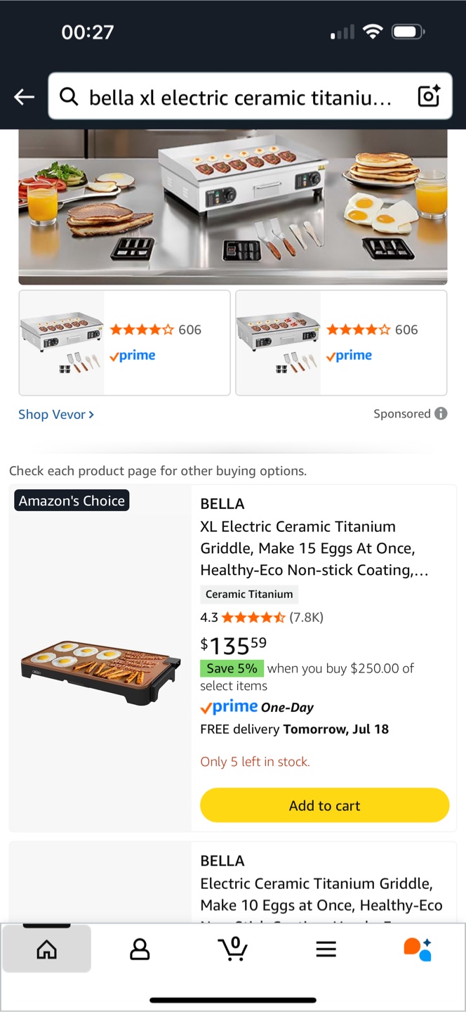Bella XL Ceramic Griddle with Warming Tray - Like New! - photo 3
