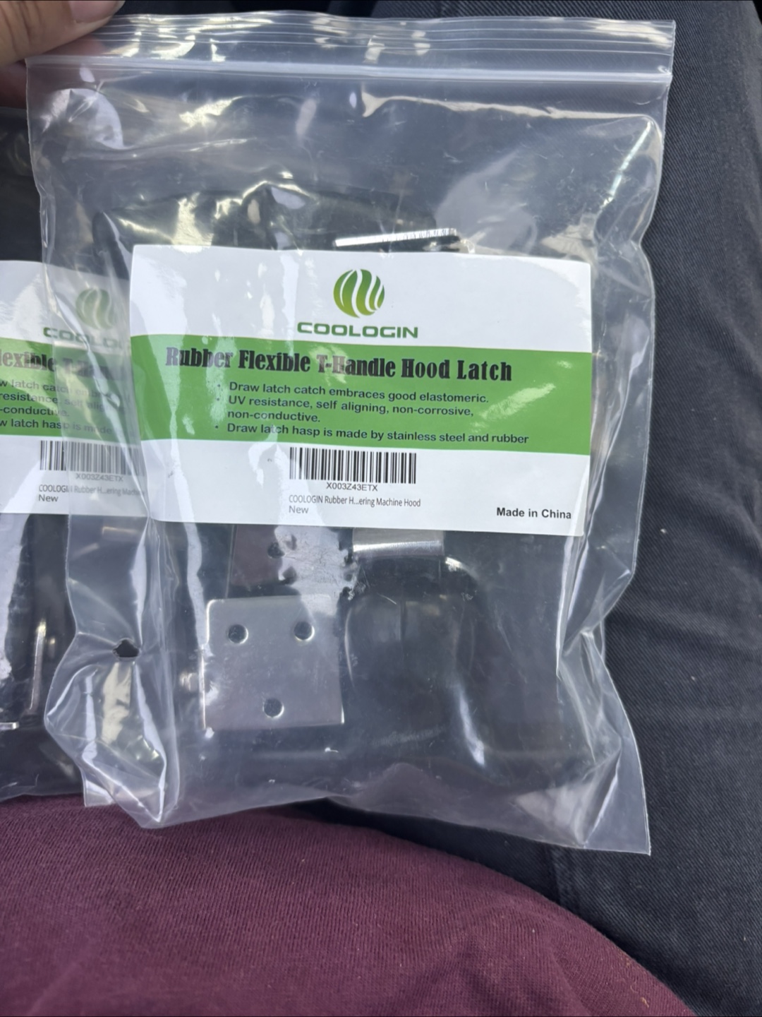 New COOLOGIN Rubber Flexible T-Handle Hood Latch
