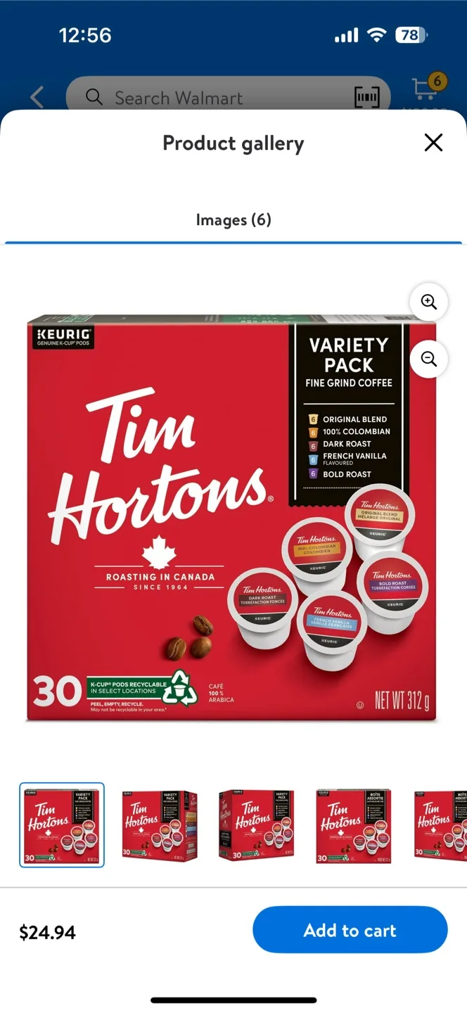 Tim Hortons Variety Pack Fine Grind Coffee - 30 K-Cups thumbnail