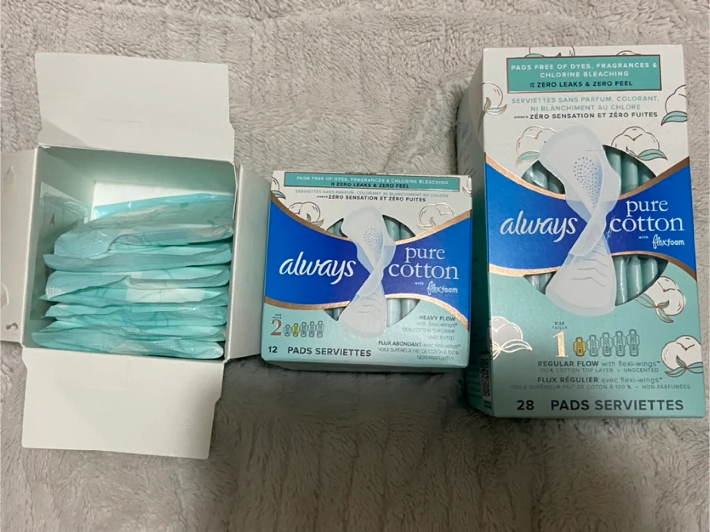 Always Pure Cotton Pads, Various Sizes/Flow thumbnail
