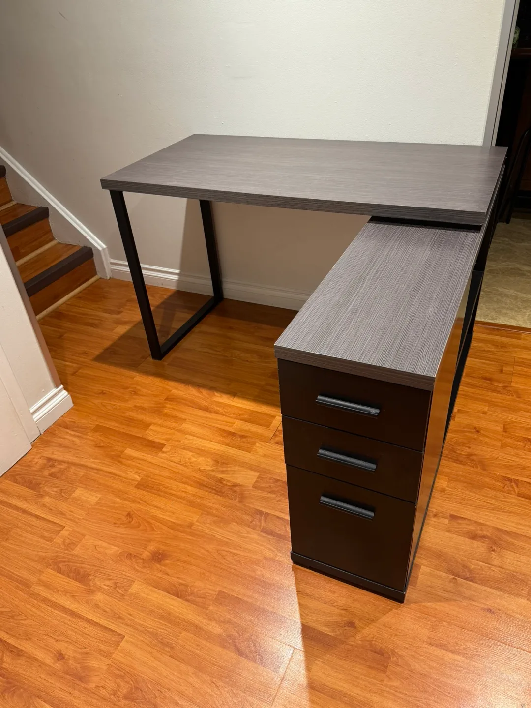 L-Shaped Computer Desk with Three Drawers thumbnail
