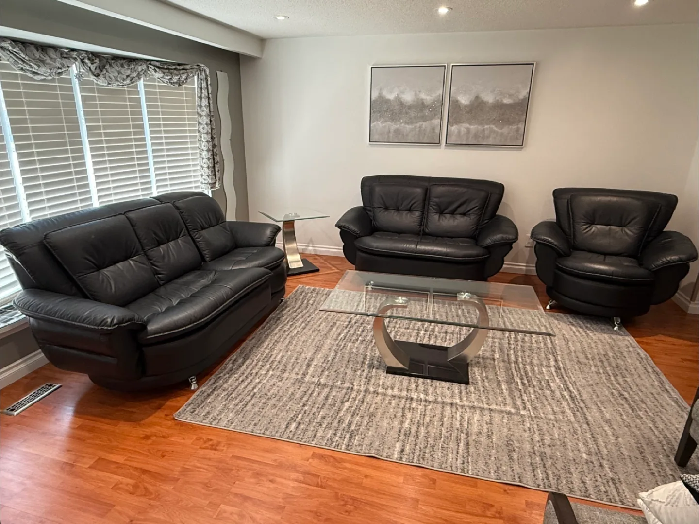 Black Leather sofa set thumbnail