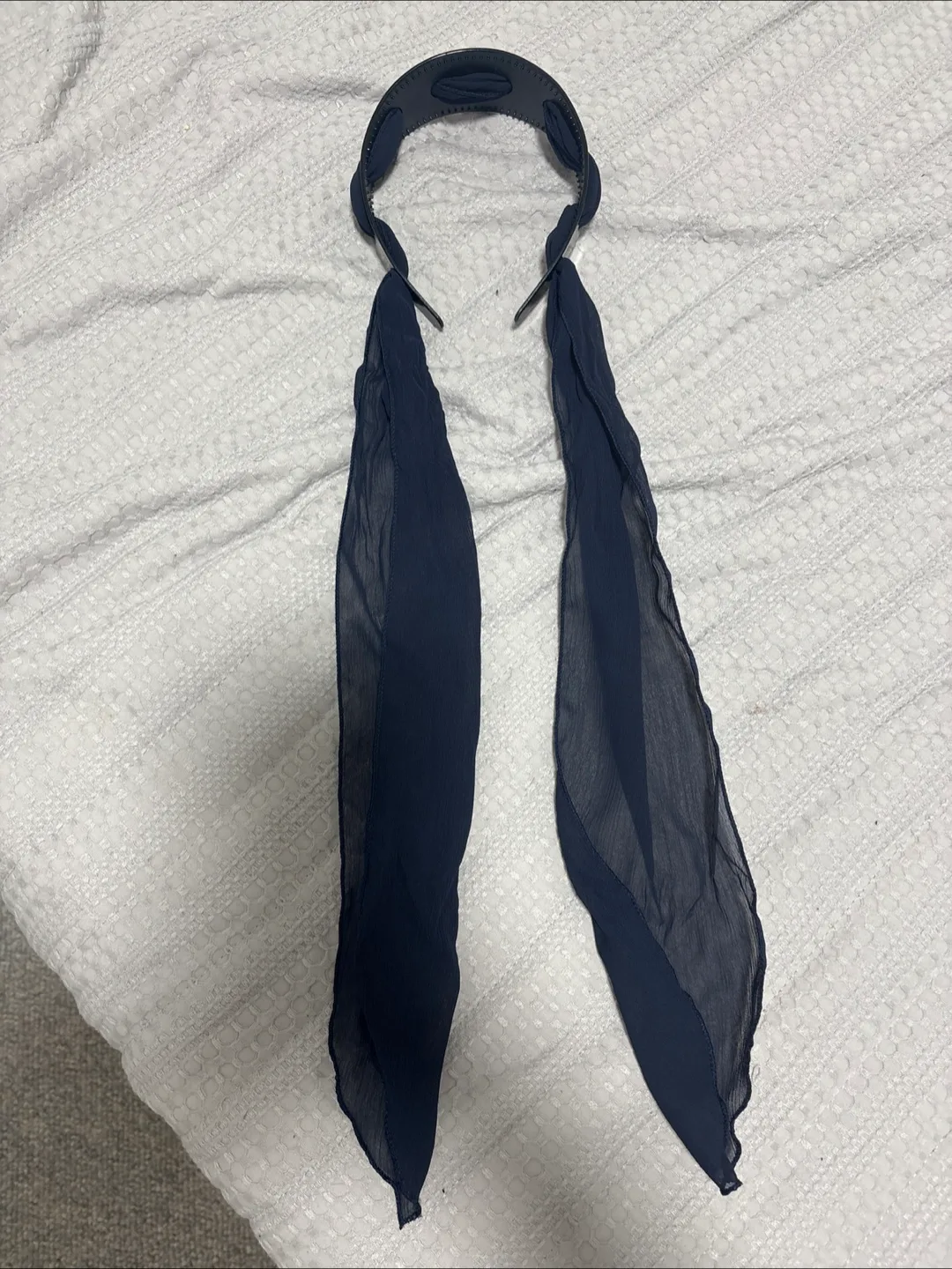 Navy Blue Headband with Attached Scarf thumbnail