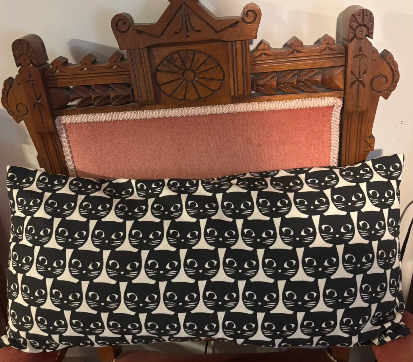 Black & White Cat Print Lumbar Pillow thumbnail