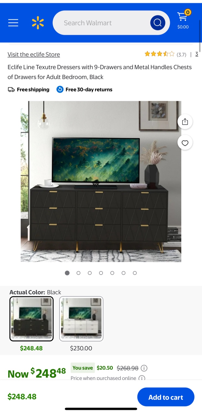 Eclife Line Texture 9-Drawer Dresser - Black - photo 2