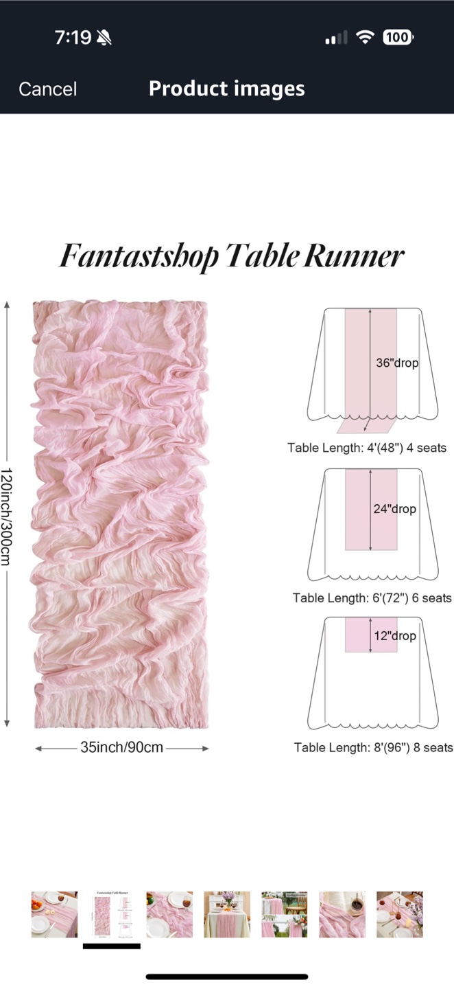 4 Dusty Pink Table Runner Cheesecloths 10ft each - photo 3