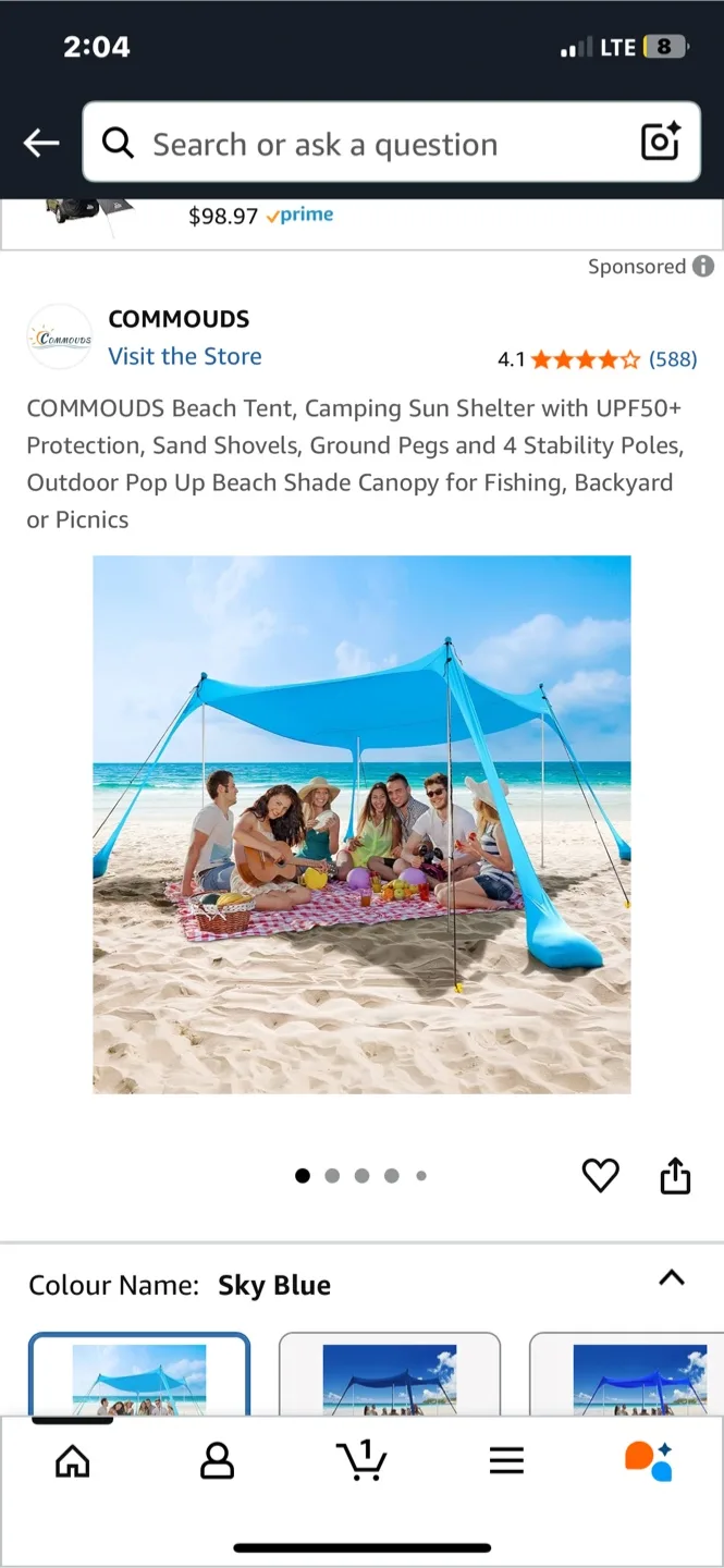 COMMOUDS Beach Tent, Sky Blue thumbnail