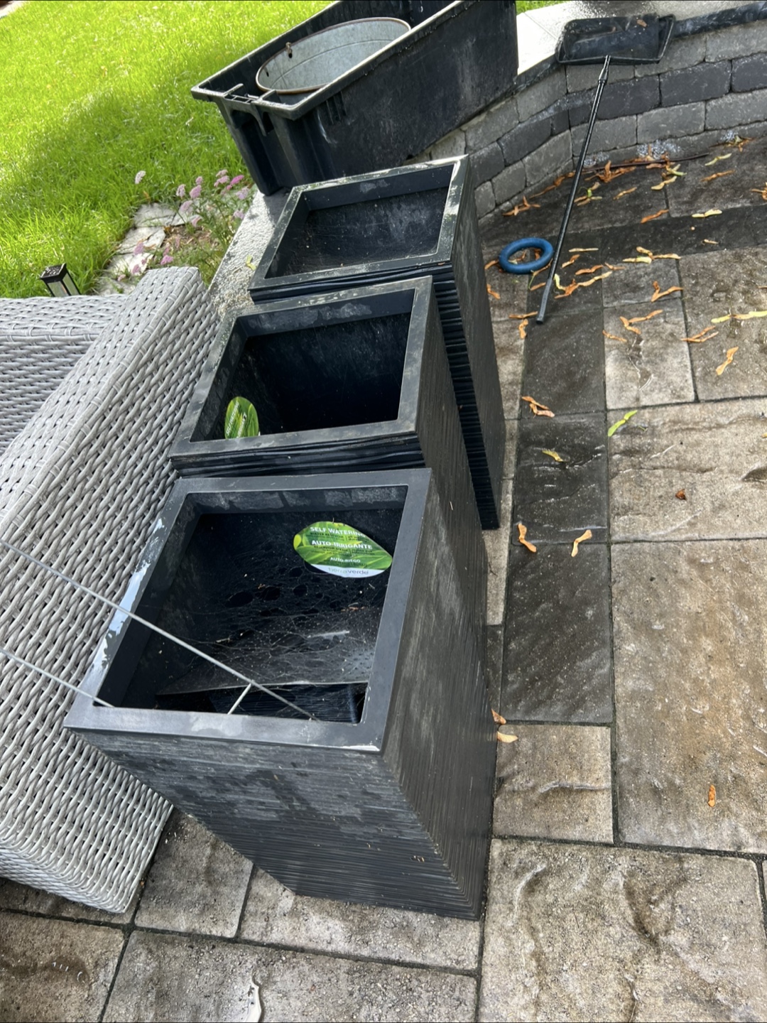 3 Black Square Garden Planters - photo 2