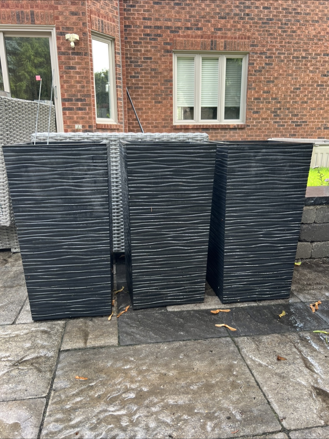 3 Black Square Garden Planters