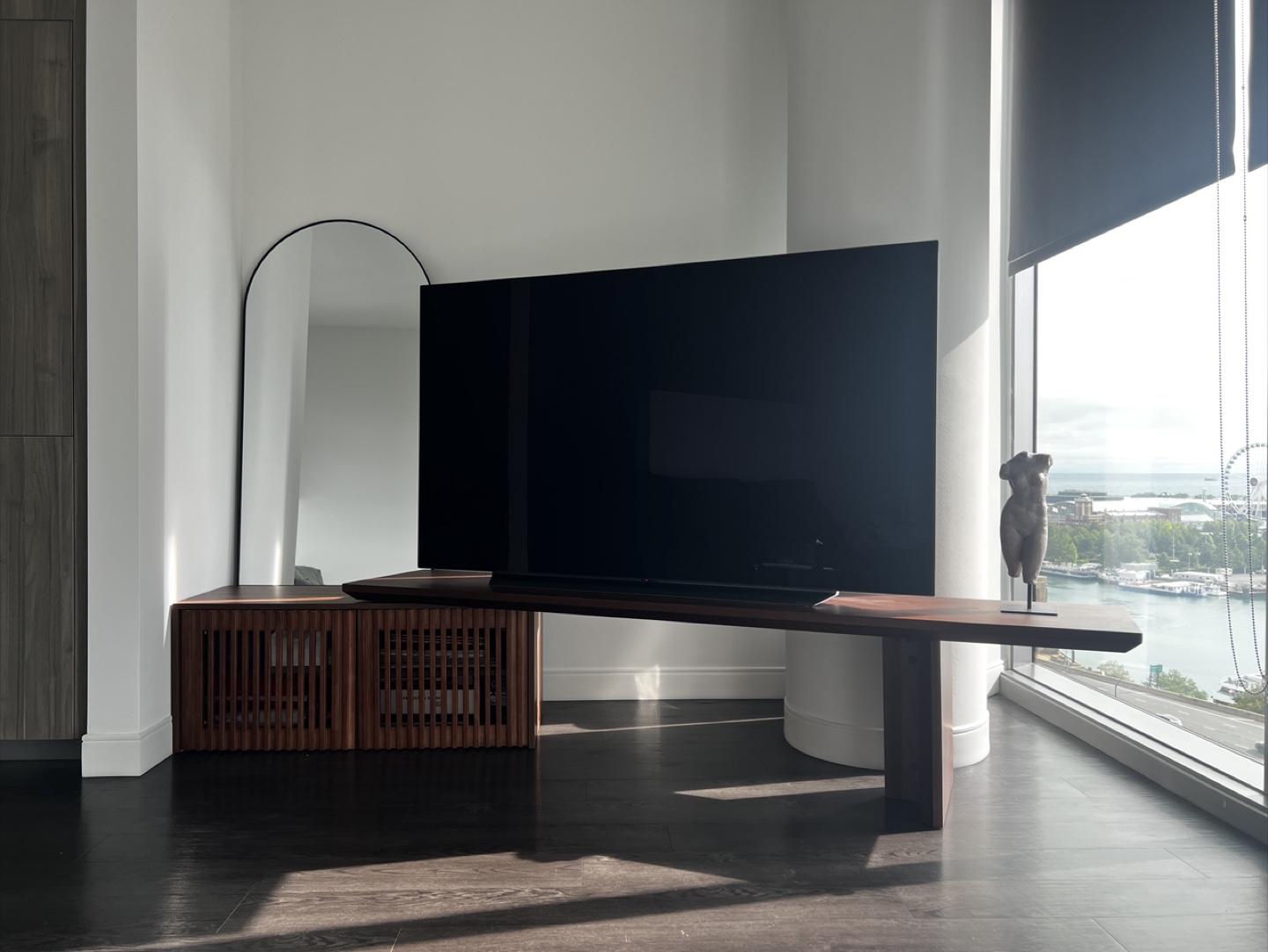 Brown Wooden TV Stand with Cabinet