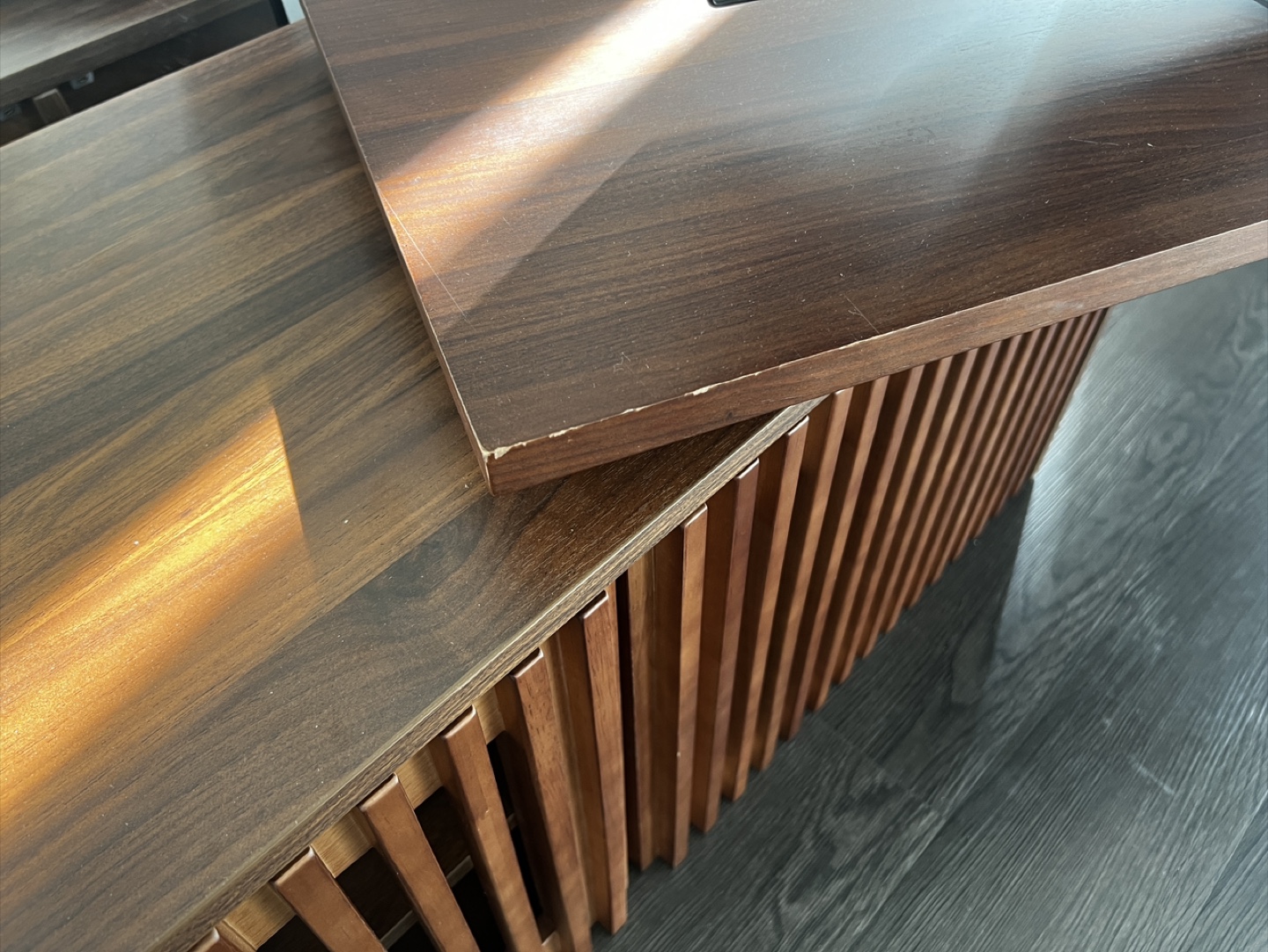 Brown Wooden TV Stand with Cabinet - photo 4