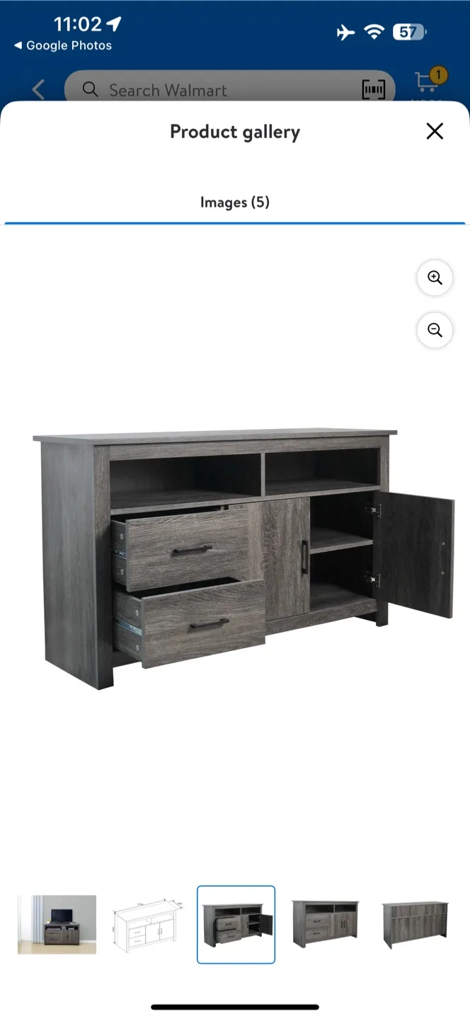 Grey TV Stand - Entertainment Unit thumbnail
