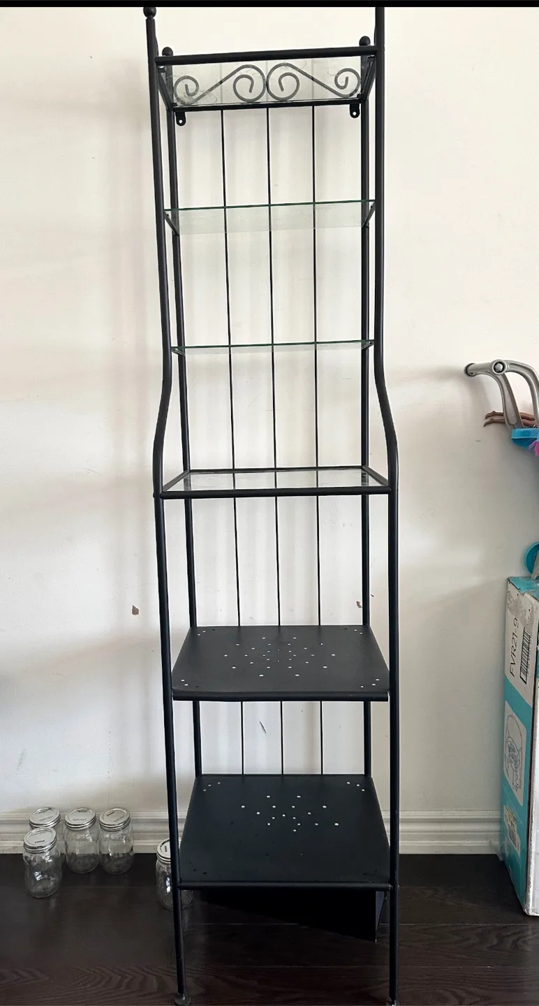 Black Metal & Glass Shelf Unit thumbnail