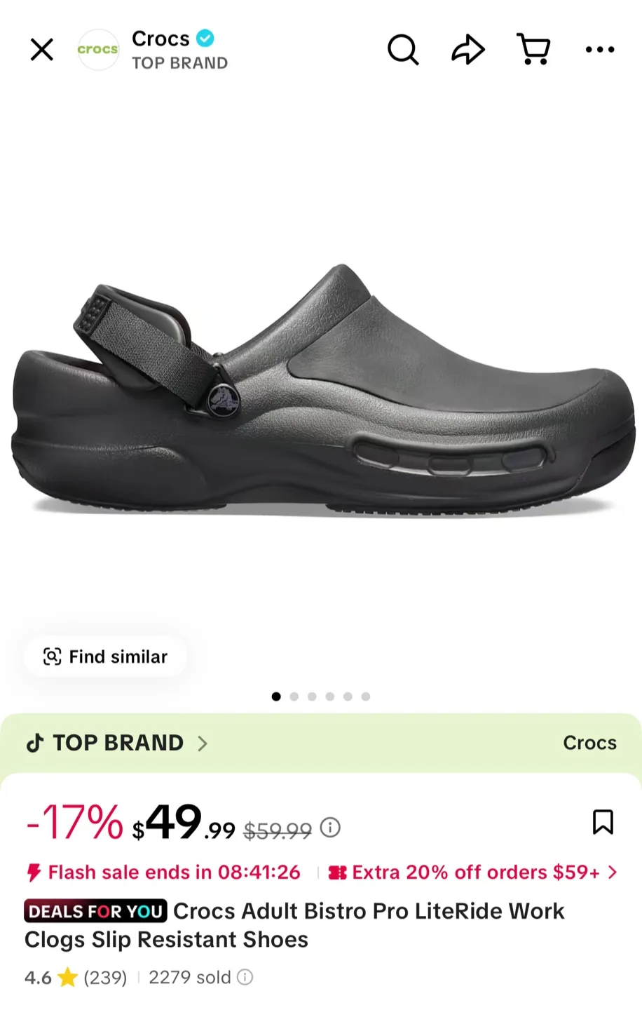 Crocs Adult Bistro Pro LiteRide Work Clogs thumbnail