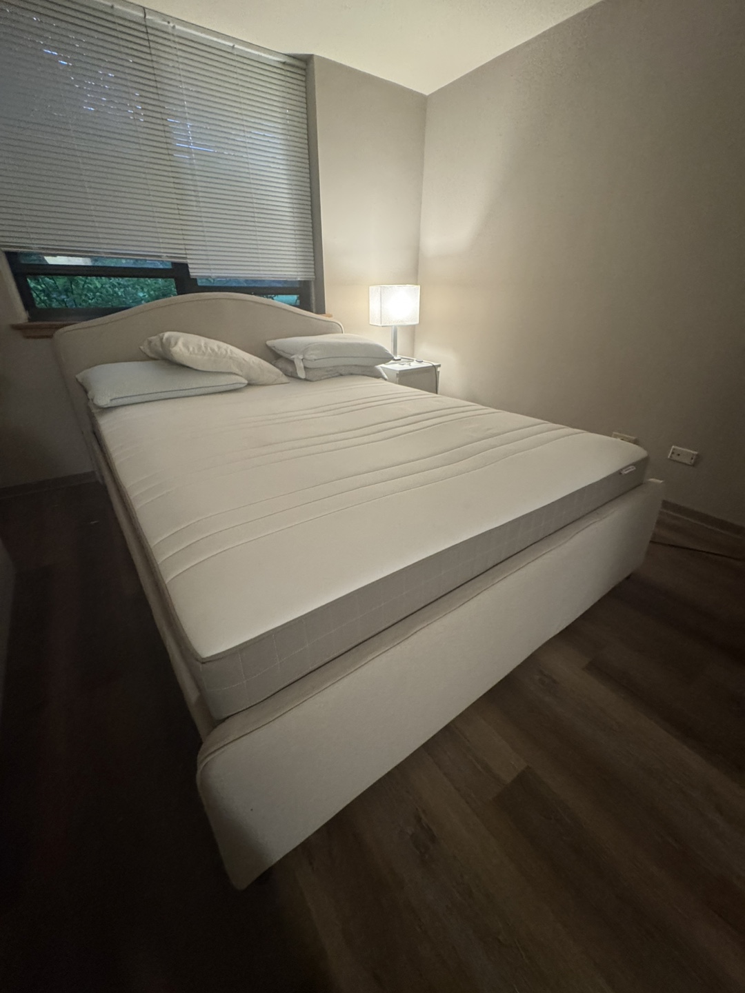 Queen Upholstered Bed Frame and Firm Mattress - photo 2