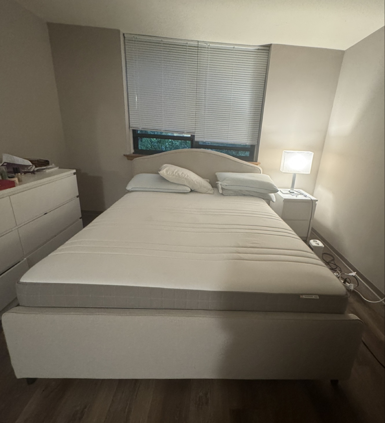 Queen Upholstered Bed Frame and Firm Mattress - photo 3