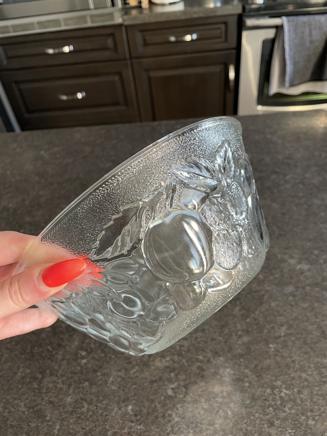 Glass Serving Bowl with Fruit Design - photo 2