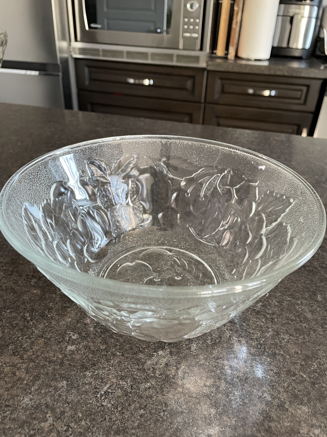 Glass Serving Bowl with Fruit Design