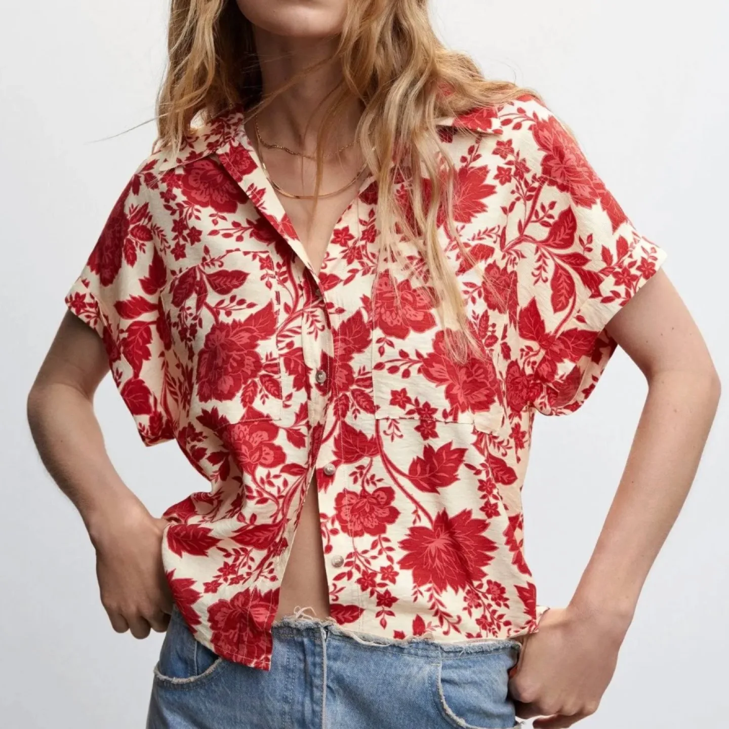 Mango Printed Button-Up Blouse thumbnail