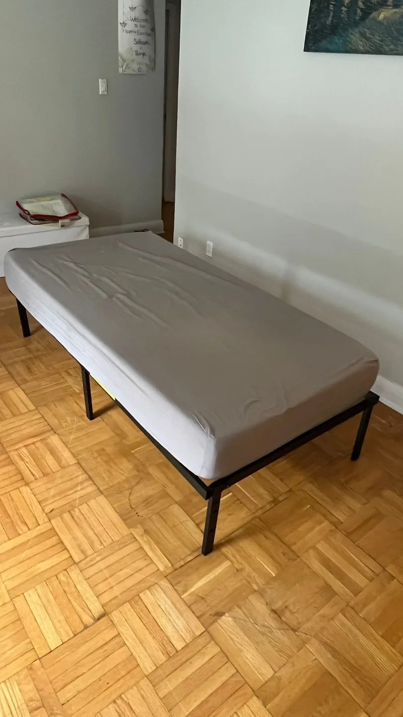 Moving Out Sale: Black Metal Bed Frame & Mattress image indicator(2)