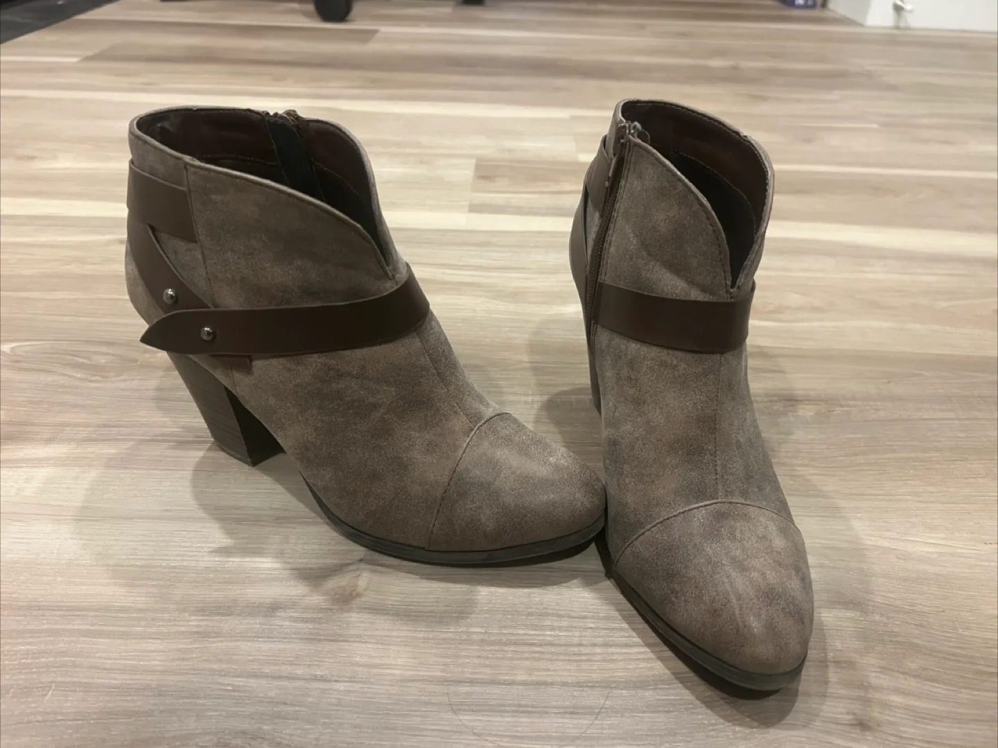 Grey Ankle Boots with Strap Detail size 8 thumbnail