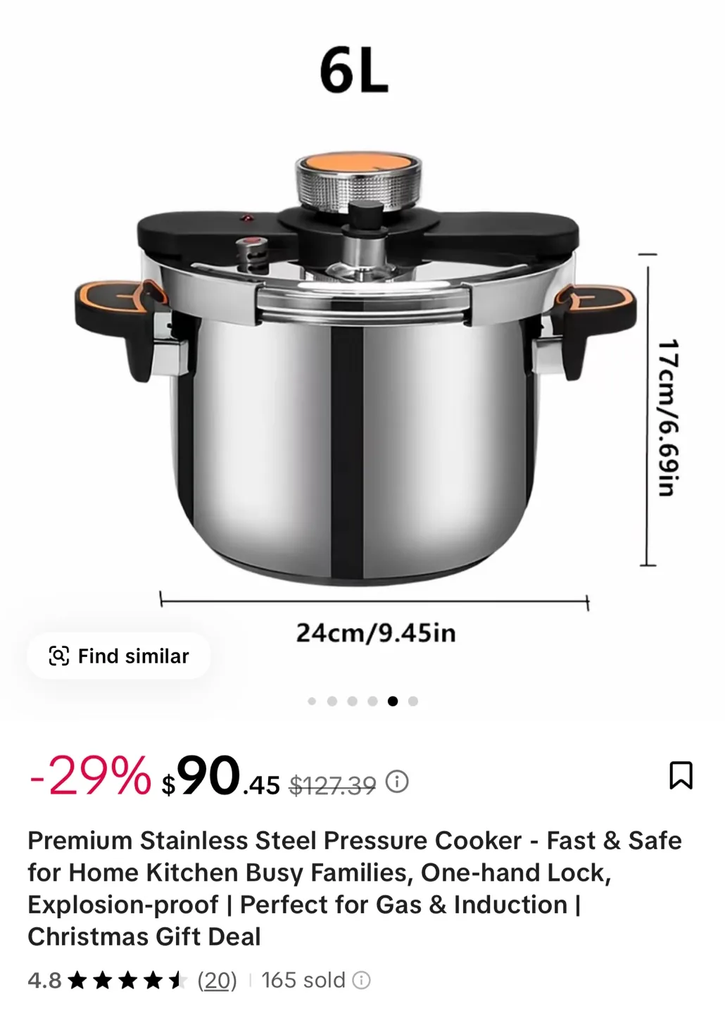 6L Stainless Steel Pressure Cooker - New in Box! thumbnail