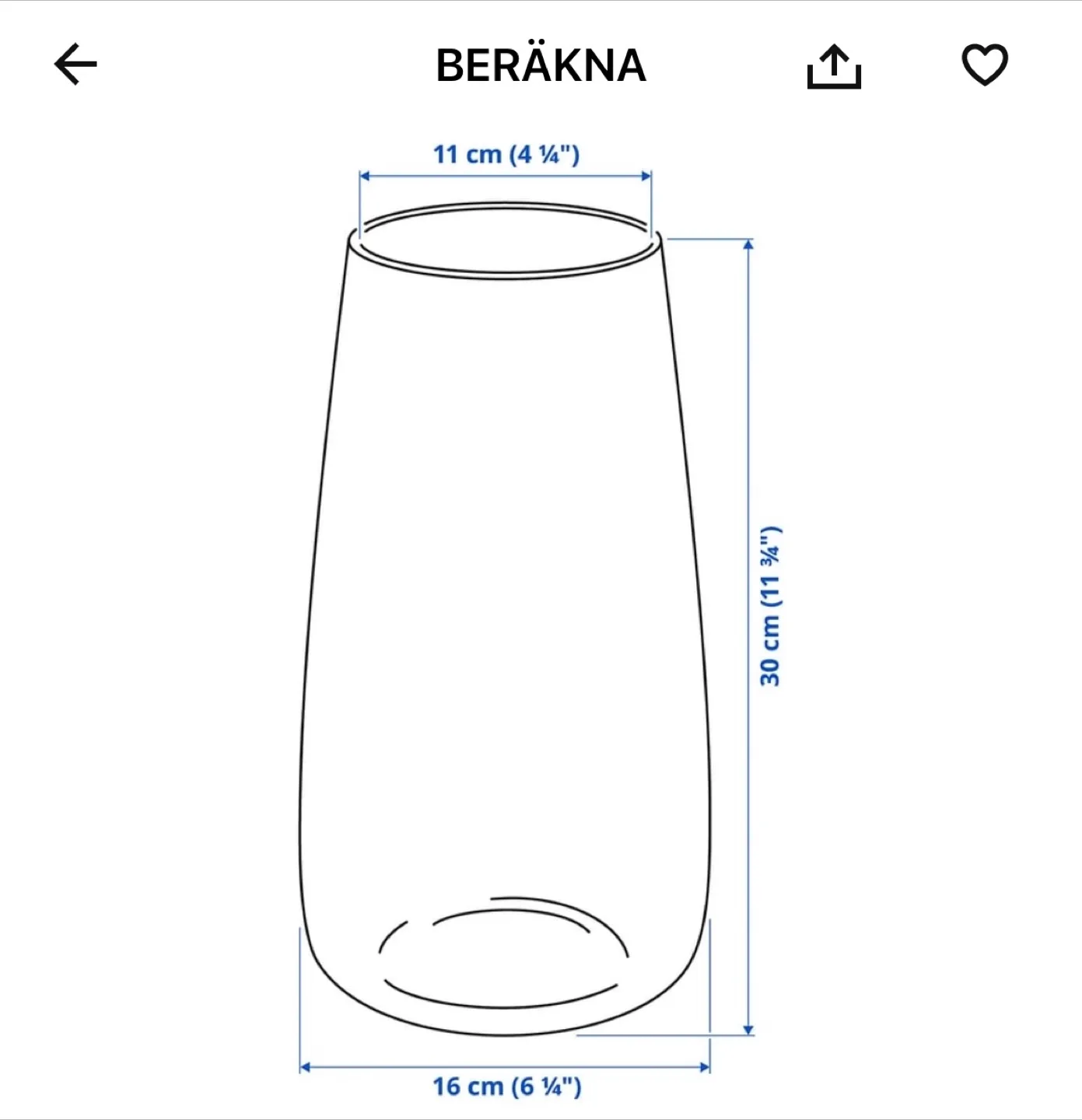 IKEA BERÄKNA Vase – 30 cm image indicator(2)