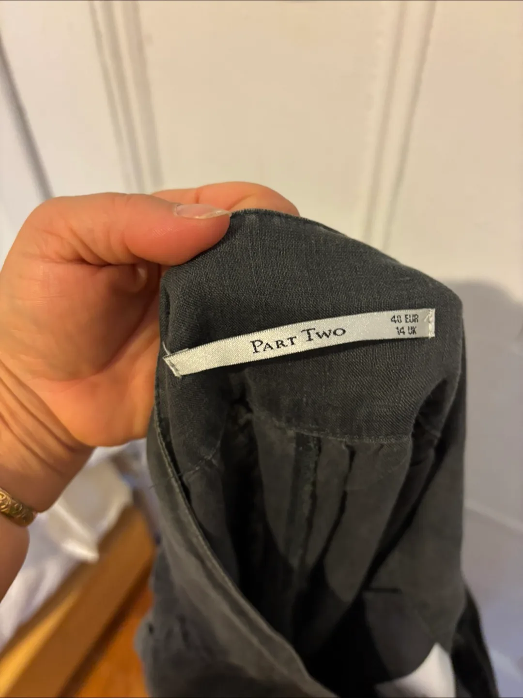 Part Two Linen Pants - Size 40-Khaki-stone colour thumbnail