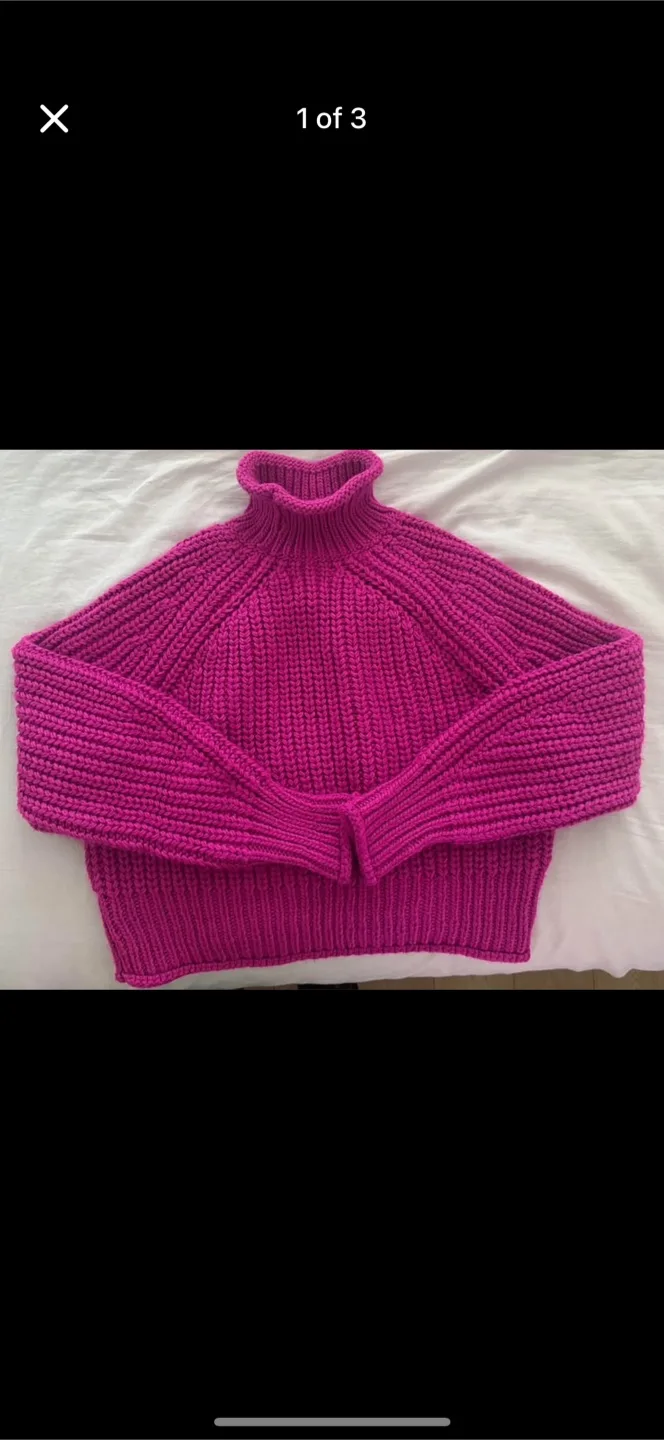 H&M Pink Knit Turtleneck Sweater, Size S thumbnail