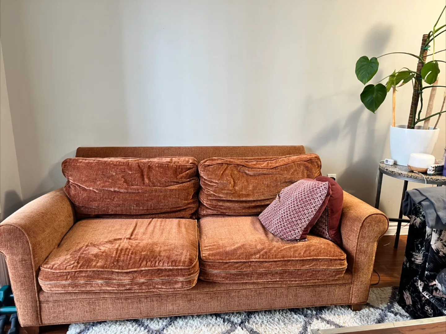 Brown Velvet couch thumbnail