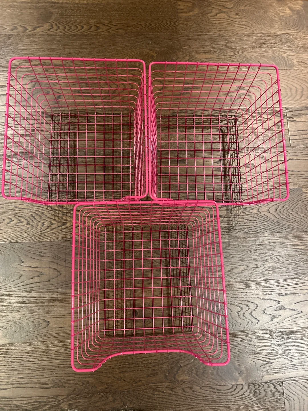 Pink Wire Storage Baskets - Set of 3 thumbnail