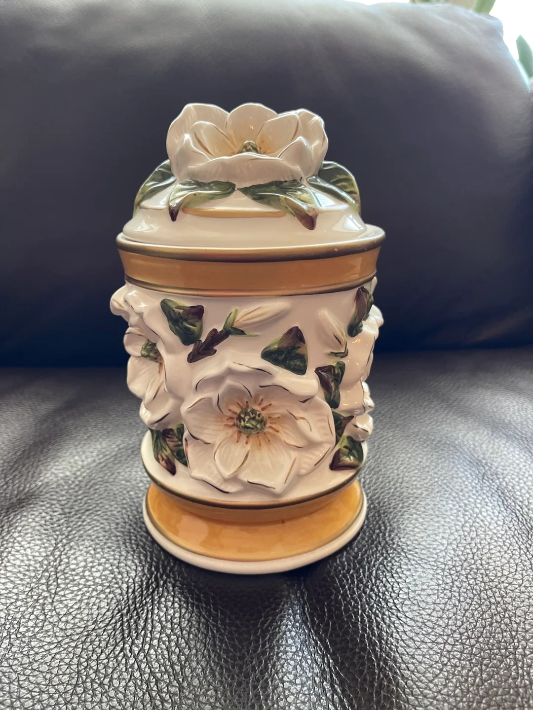 Magnolia Flower Ceramic Jar