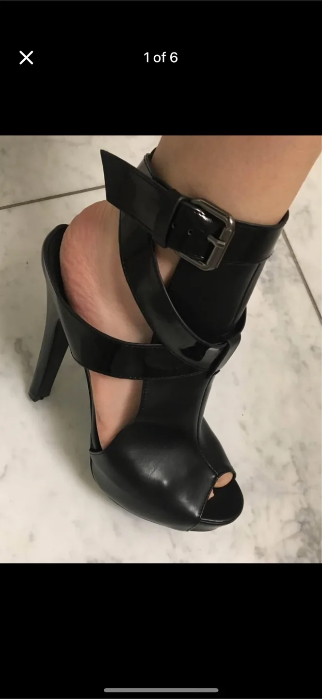 Black Open Toe Heels - Size: 37 EU thumbnail
