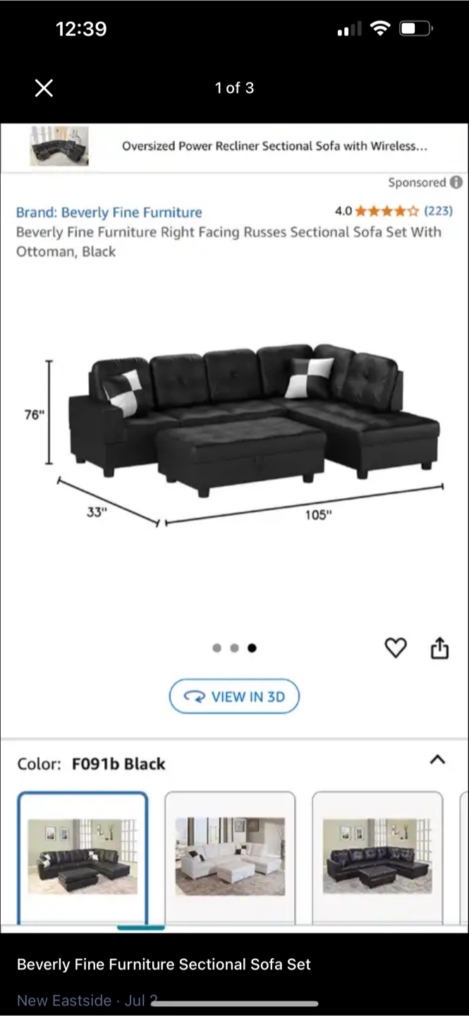 Beverly Fine Furniture Sectional Sofa Set - Damaged