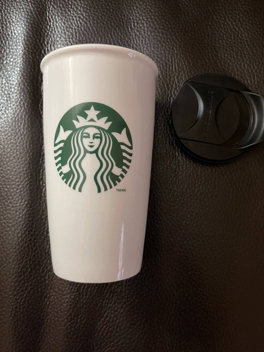 Starbucks White Ceramic Travel Mug