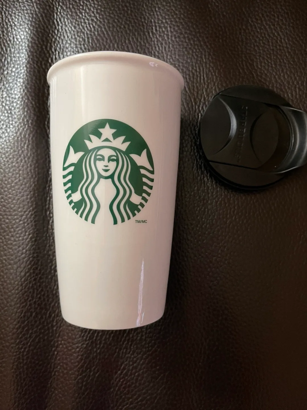 Starbucks White Ceramic Travel Mug